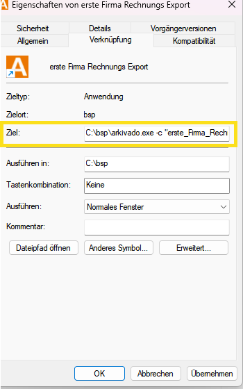 Parameter ergänzen